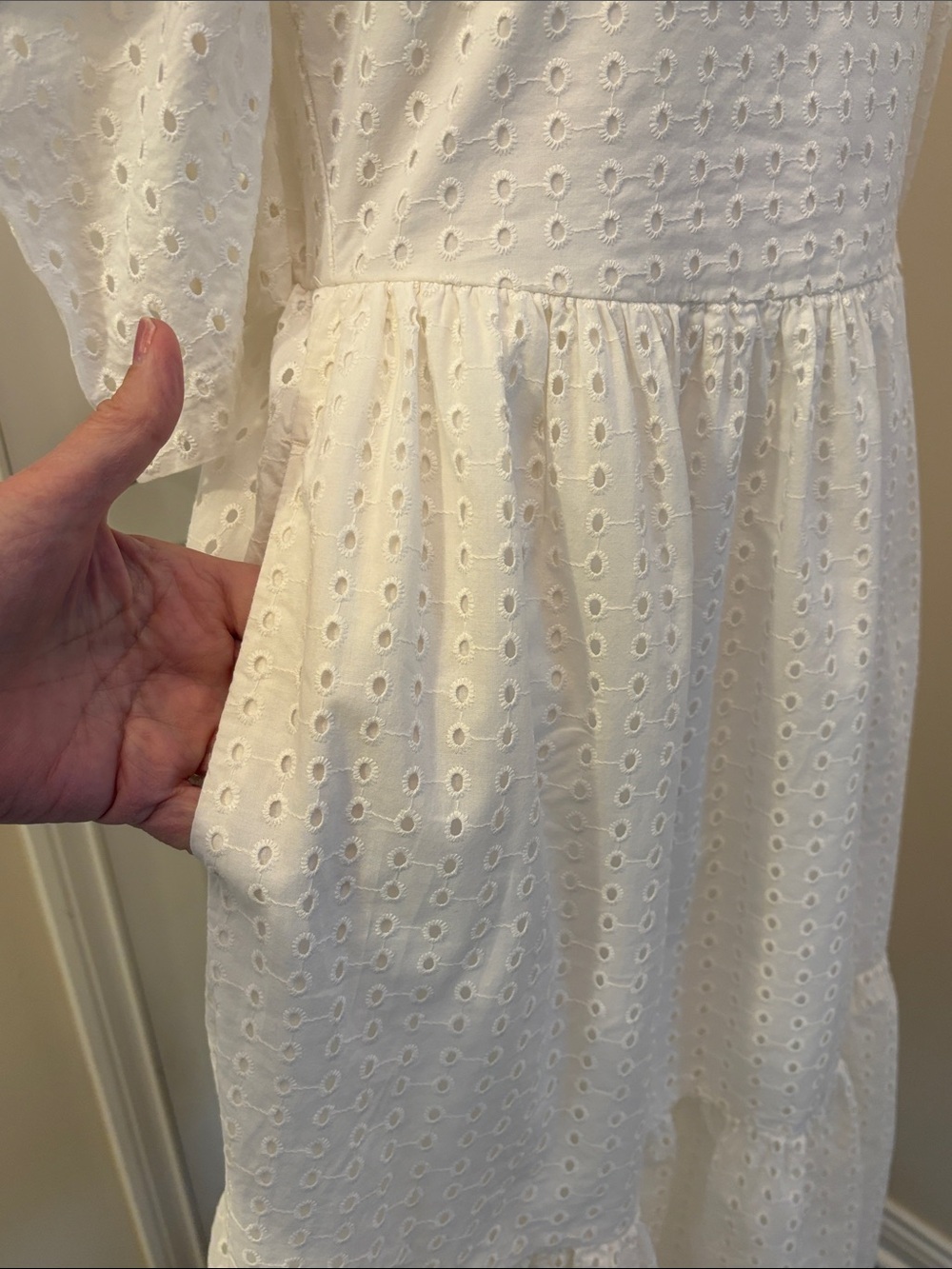 a new day White Eyelet Midi Dress Puff Sleeve Size XS - Picture 8 of 15
